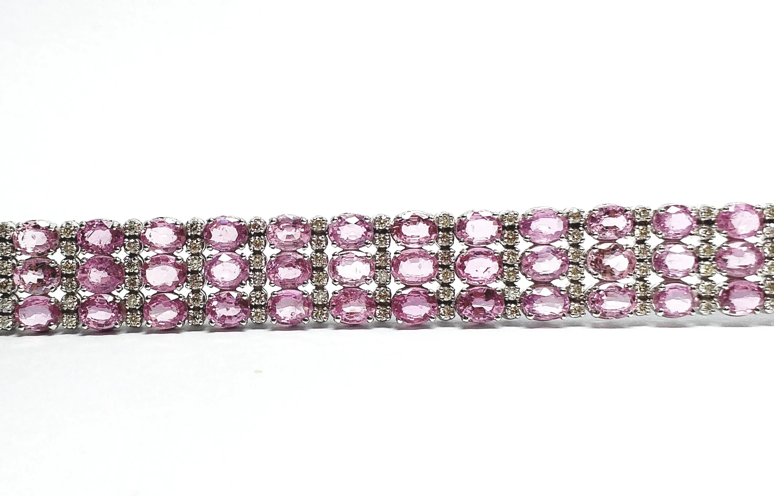 PINK SAPPHIRE AND DIAMOND TRIPLE ROW BRACELET/ITEM CODE: BR 39