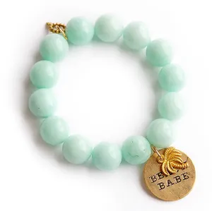 Powerbeads By Jen Aqua Jade with Beach Babe Medal and Petite Palm