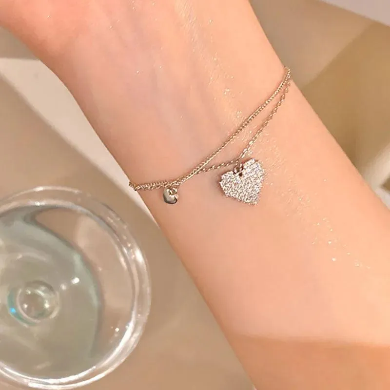 Radiant Heart Chain Bracelet: Y2K Zircon Women's Fashion Jewelry