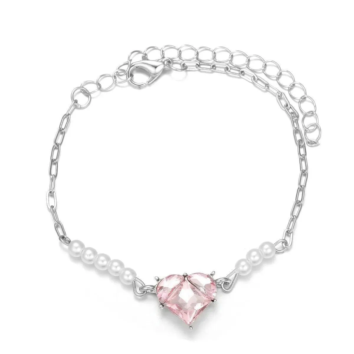 Radiant Heart Chain Bracelet: Y2K Zircon Women's Fashion Jewelry