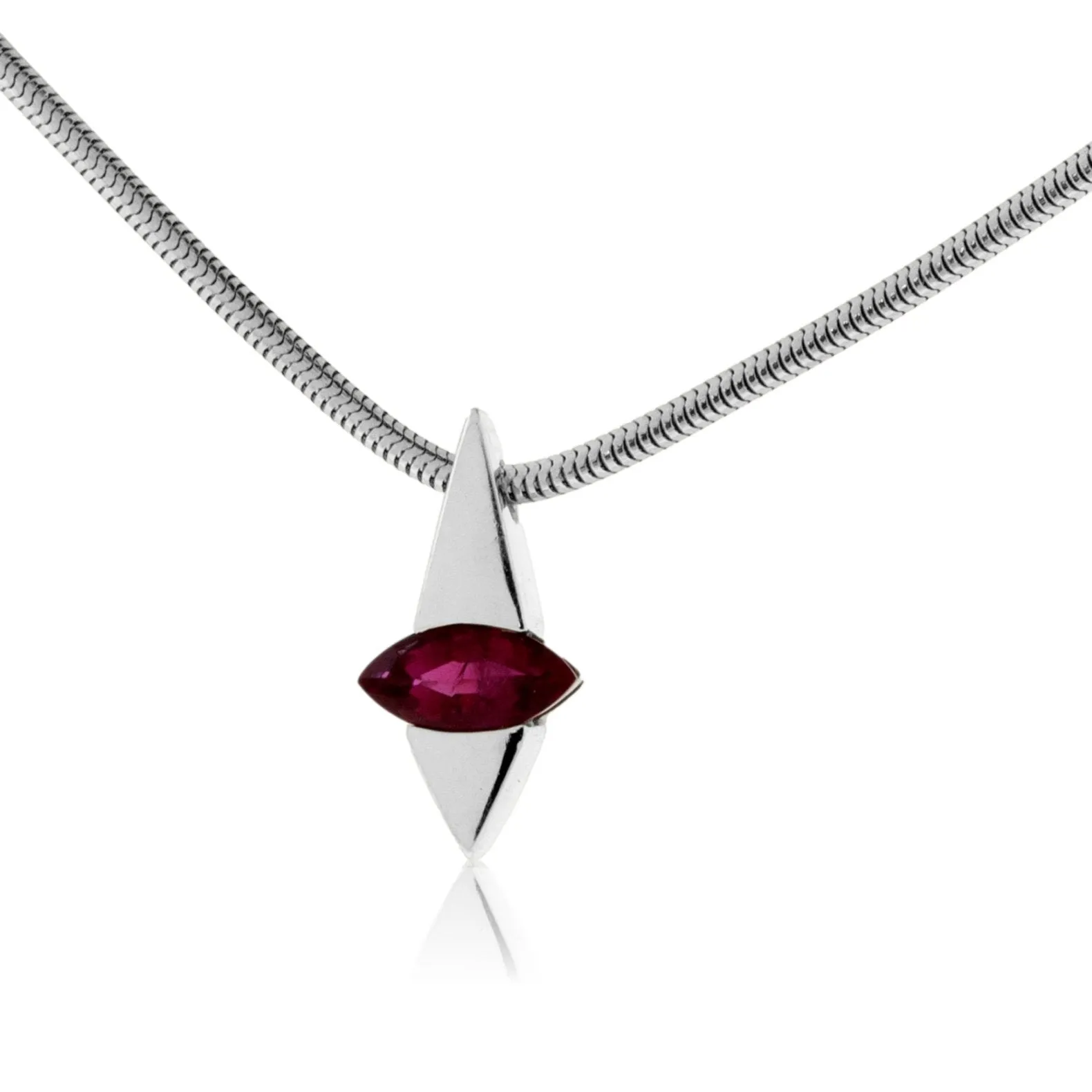 Rare Red Emerald Marquise Solitaire Style Pendant