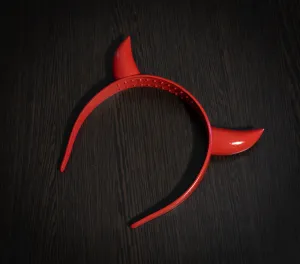 Red Devil Horns on Headband – 3D Printed, Acrylic Finish, Perfect for Halloween