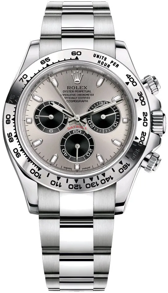 Rolex Daytona White Gold Cosmograph 40 Watch -Stainless Steel And Black Index Dial (Ref# 116509)