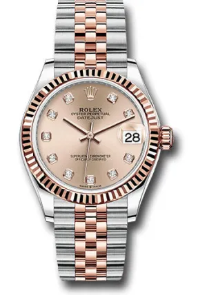 Rolex Steel and Everose Gold Datejust 31 Watch - Fluted Bezel - Chocolate Diamond Dial - Jubilee Bracelet 278271 rodj