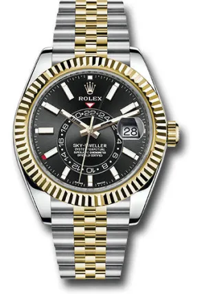 Rolex Yellow Rolesor Oyster Perpetual Sky-Dweller - Black Index Dial - Jubilee Bracelet