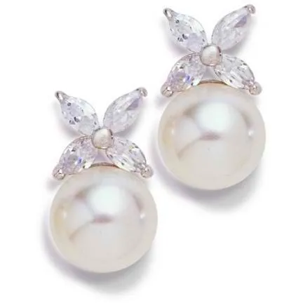 Rosa Cubic Zirconia and Pearl Earrings