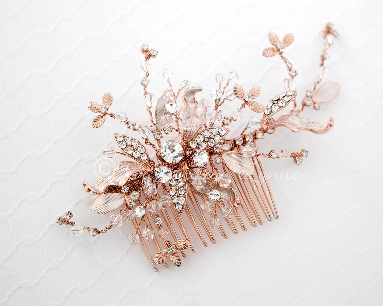 Rose Gold Crystal Hair Comb