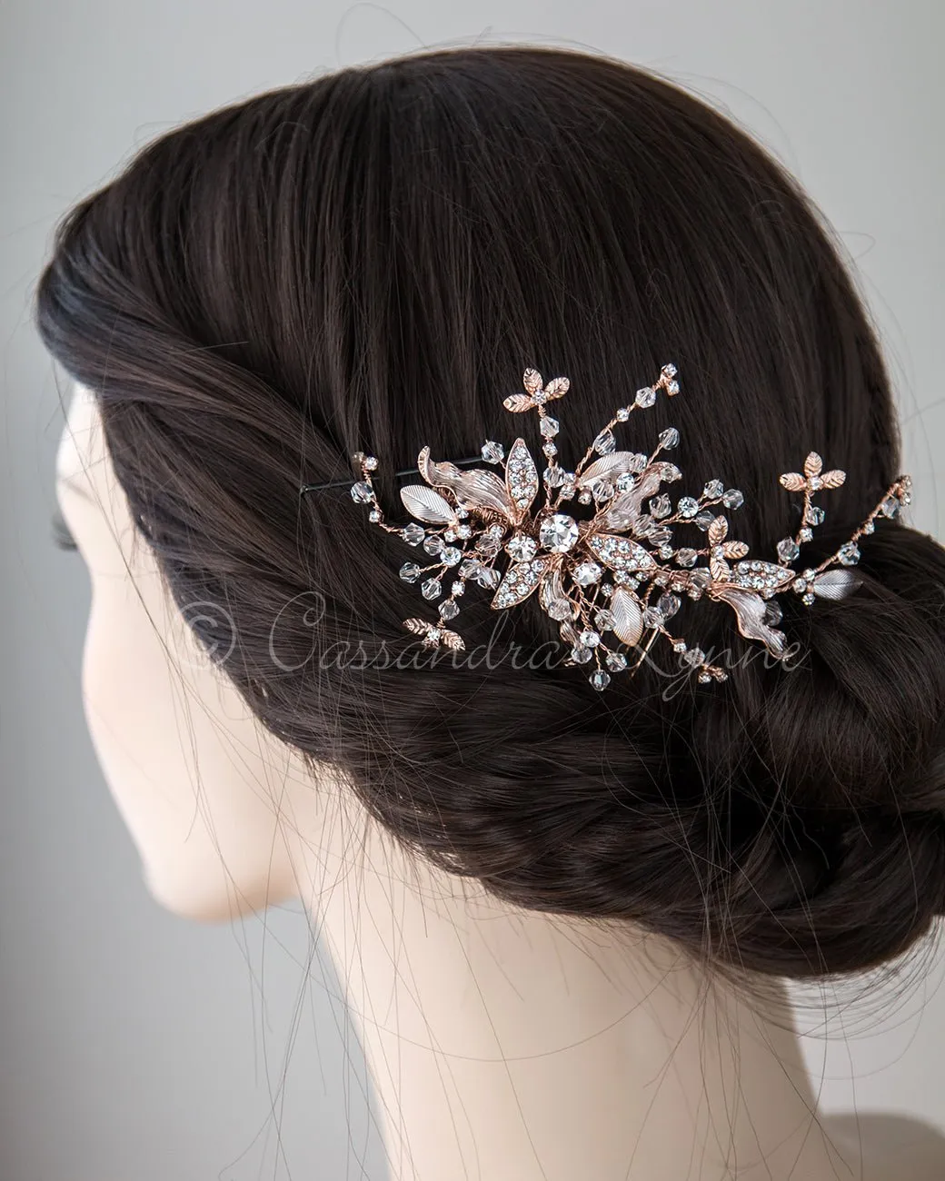 Rose Gold Crystal Hair Comb