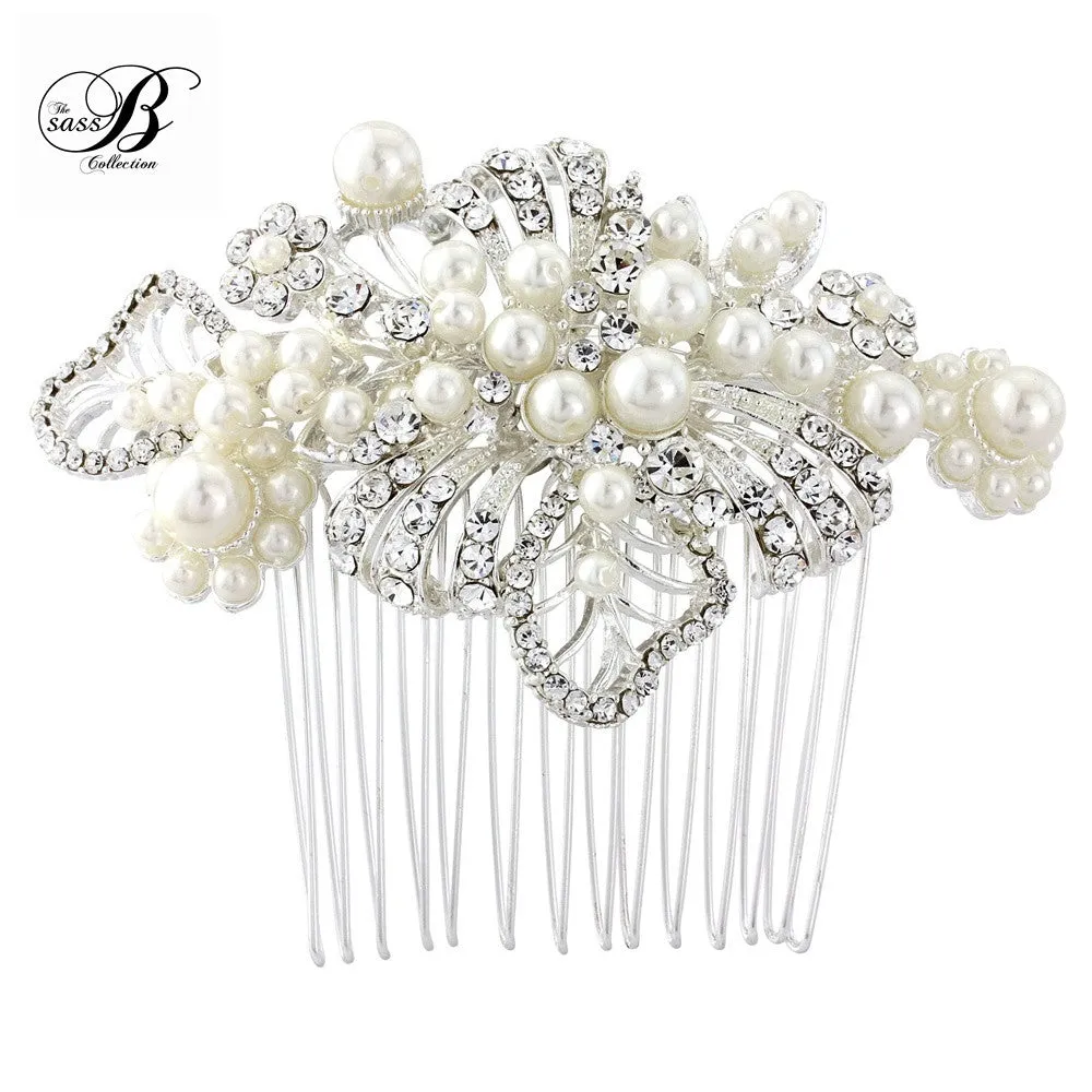 SassB Mia Crystal and Pearl Hair Comb