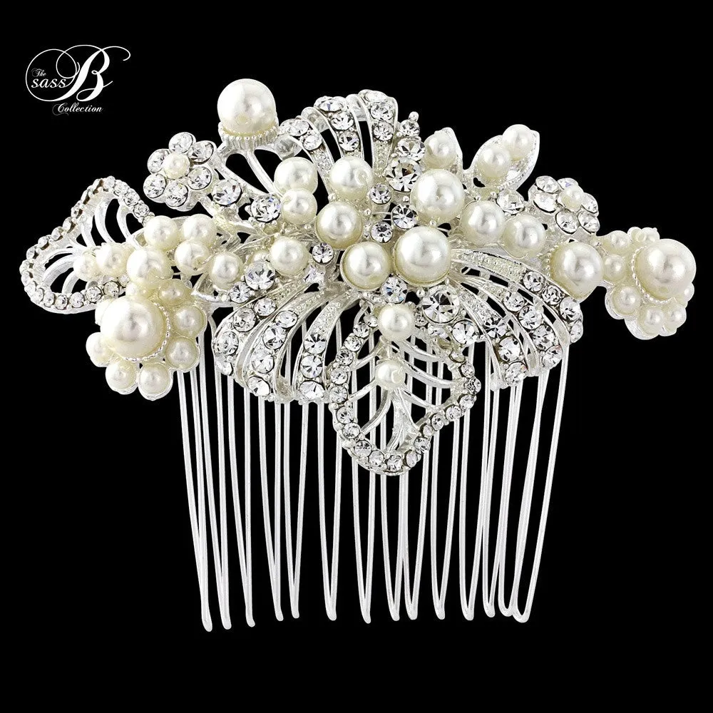 SassB Mia Crystal and Pearl Hair Comb