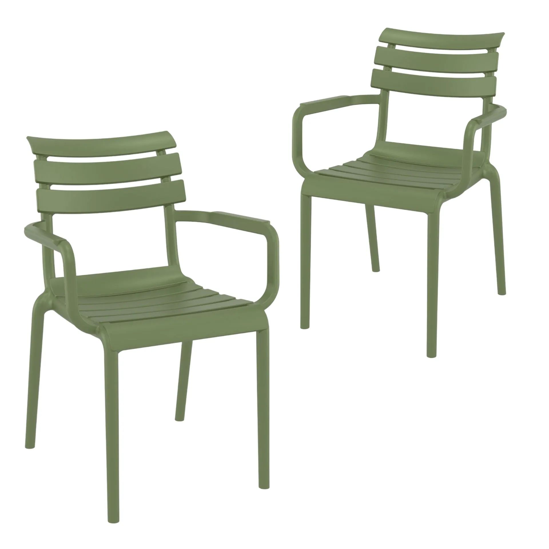 Set of 2 - Keller Indoor / Outdoor Dining Armchair - Olive Green