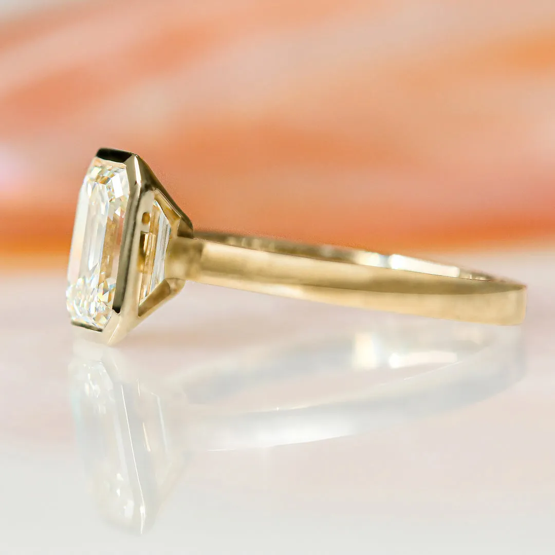 Shimmer  Natural Emerald Cut  Diamond Engagement Ring