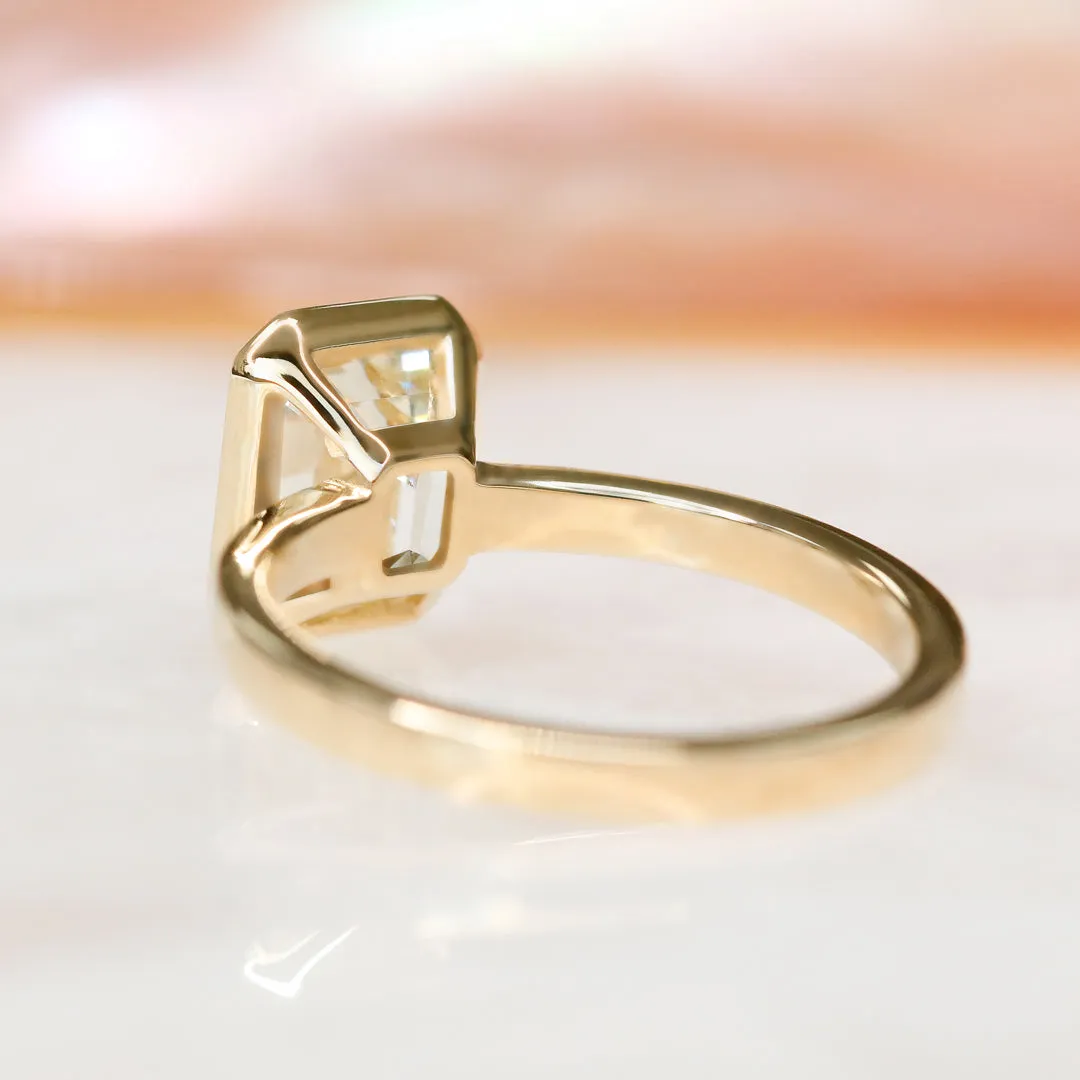 Shimmer  Natural Emerald Cut  Diamond Engagement Ring