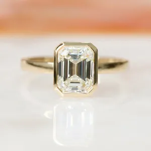 Shimmer  Natural Emerald Cut  Diamond Engagement Ring