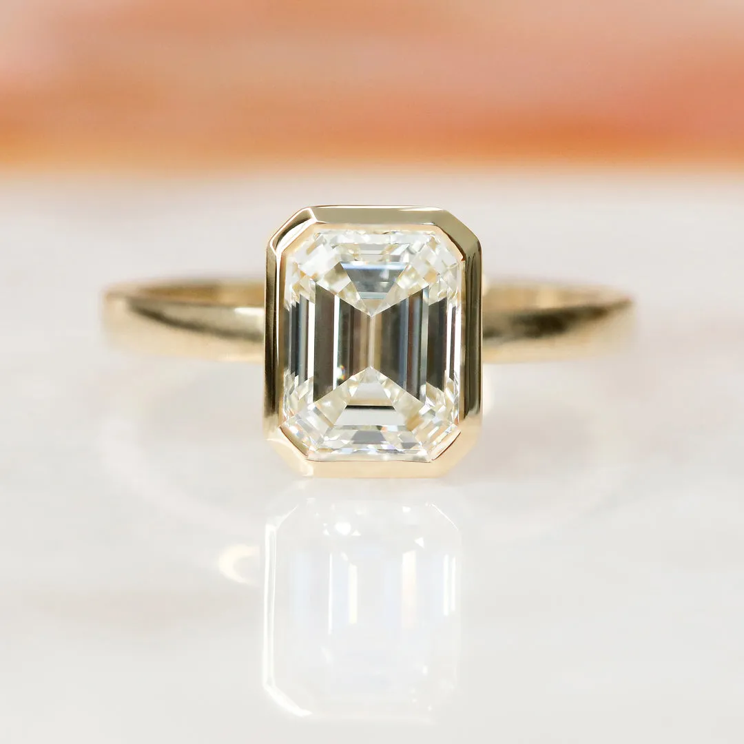 Shimmer  Natural Emerald Cut  Diamond Engagement Ring