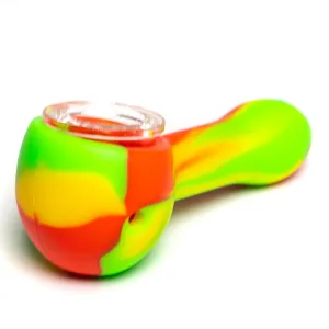 Shooters - 3" Silicone & Glass Hand Pipe - Rasta