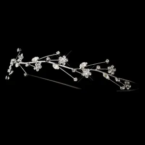 Silver Crystal Floral Headband