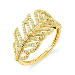 SLOANE STREET 18K YELLOW GOLD DIAMOND FEATHER COCKTAIL RING - 0.66CTW