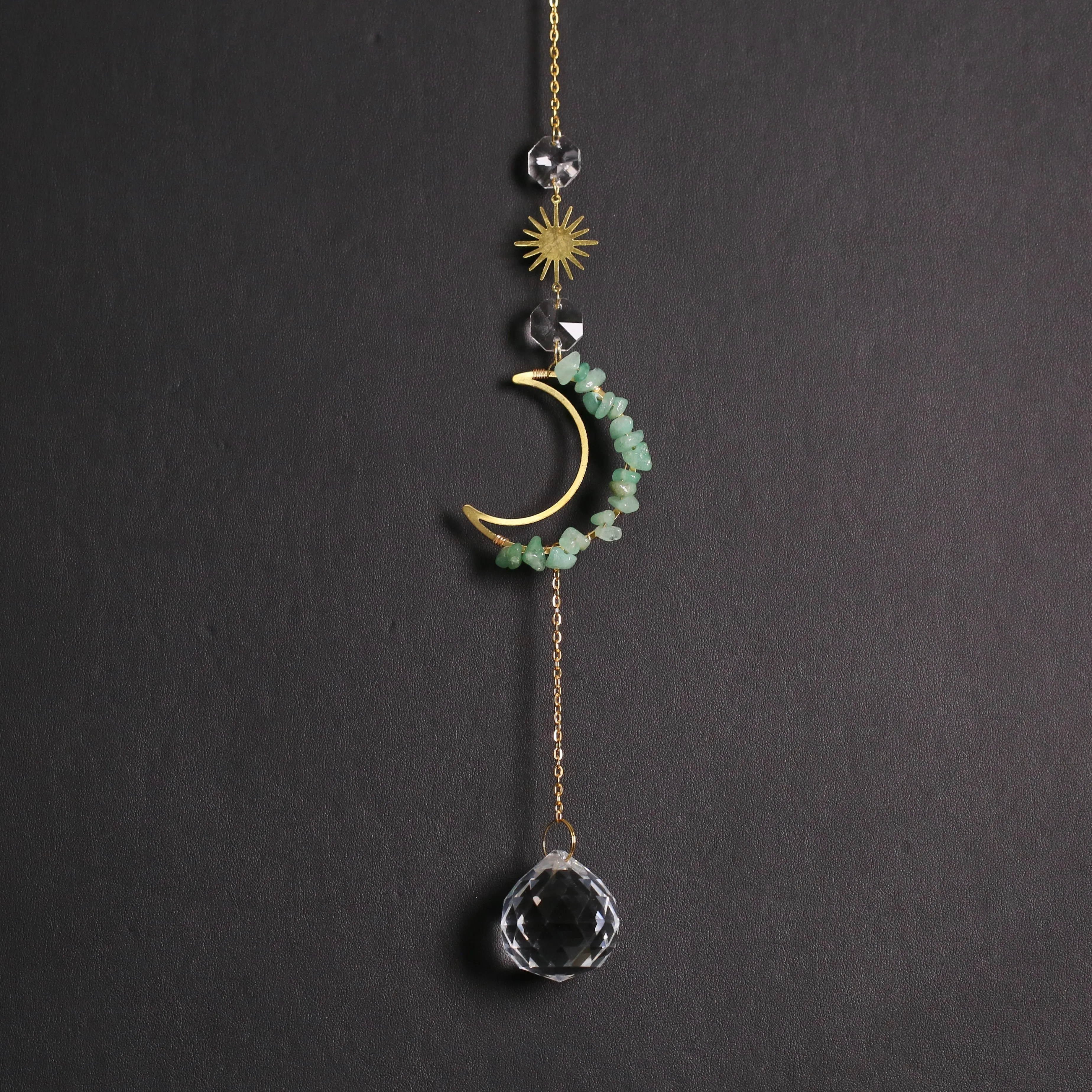 Small moon Sun catcher with crystal chips