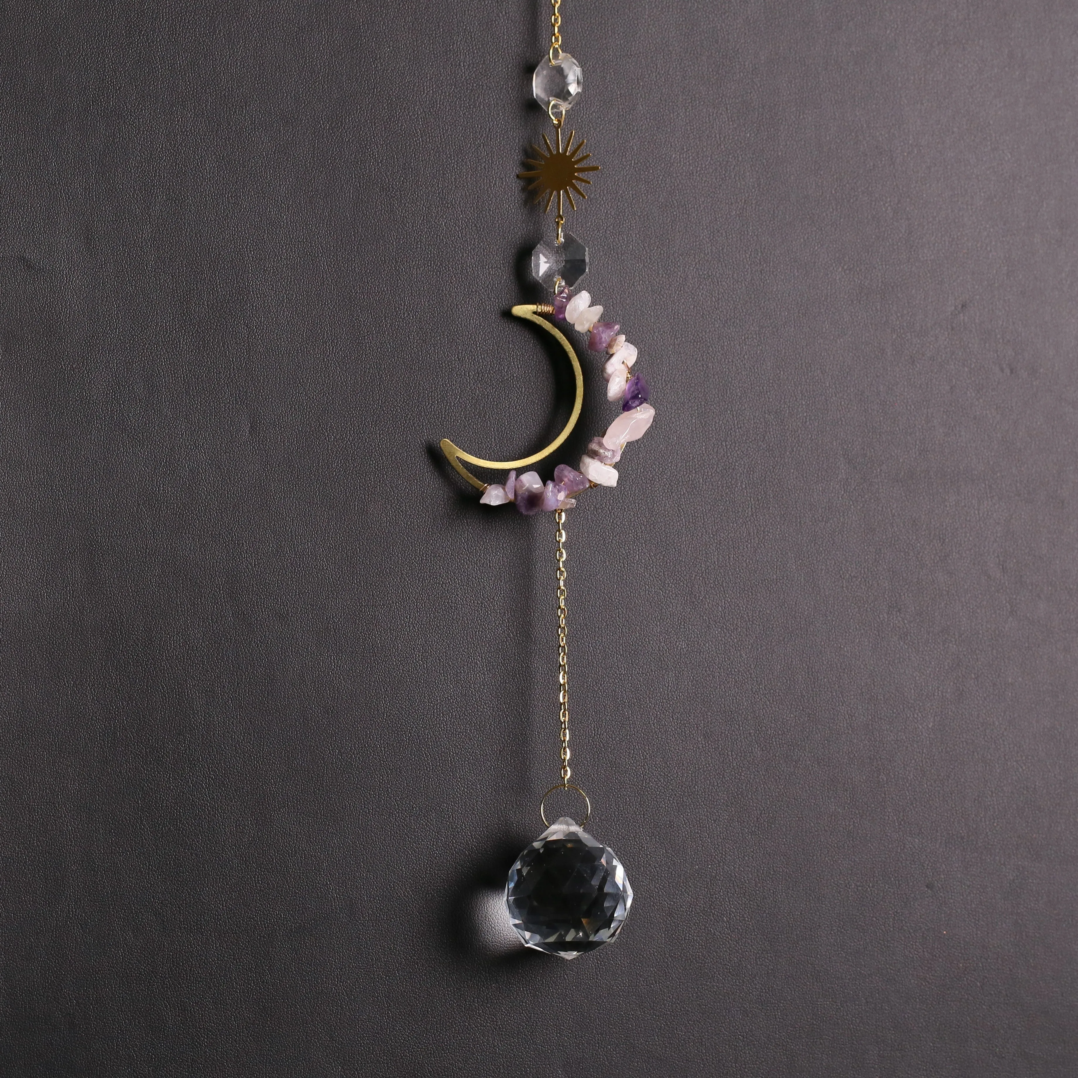 Small moon Sun catcher with crystal chips