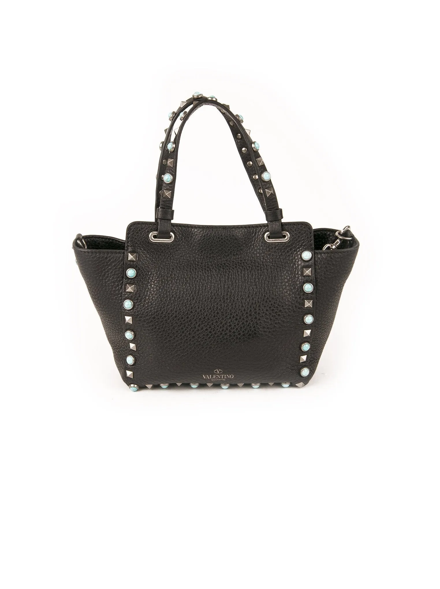 Small Rolling Rockstud Shoulder Bag - Black