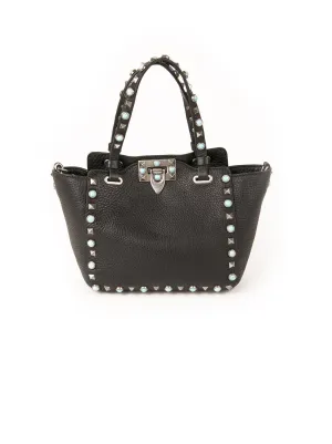 Small Rolling Rockstud Shoulder Bag - Black