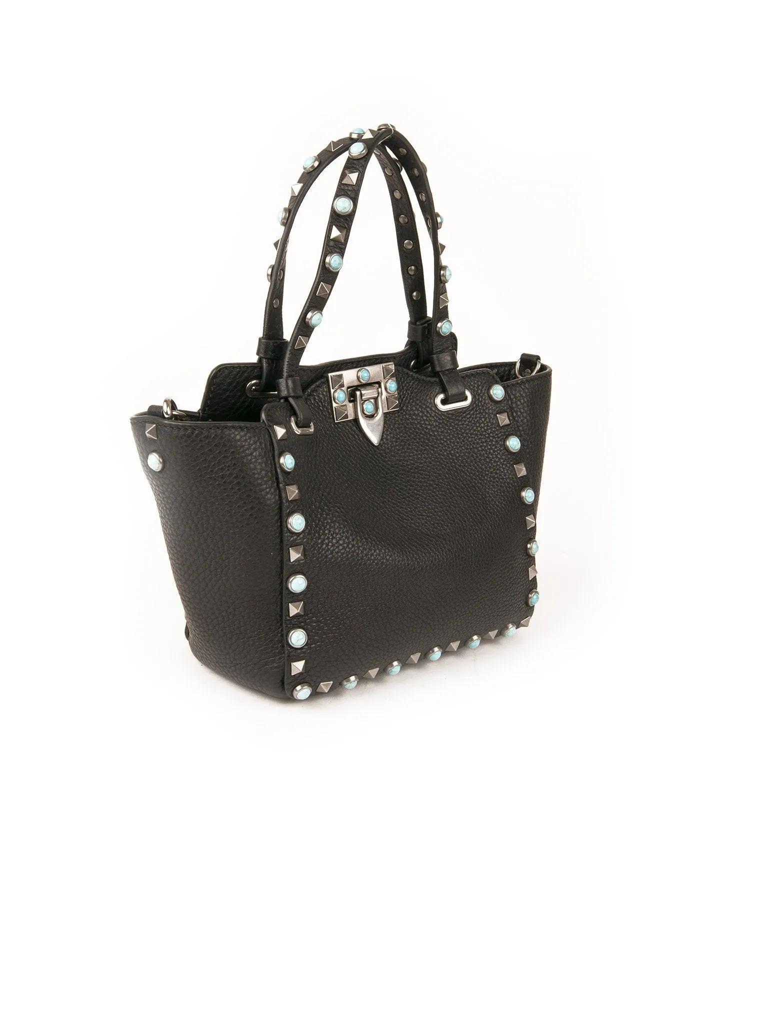 Small Rolling Rockstud Shoulder Bag - Black