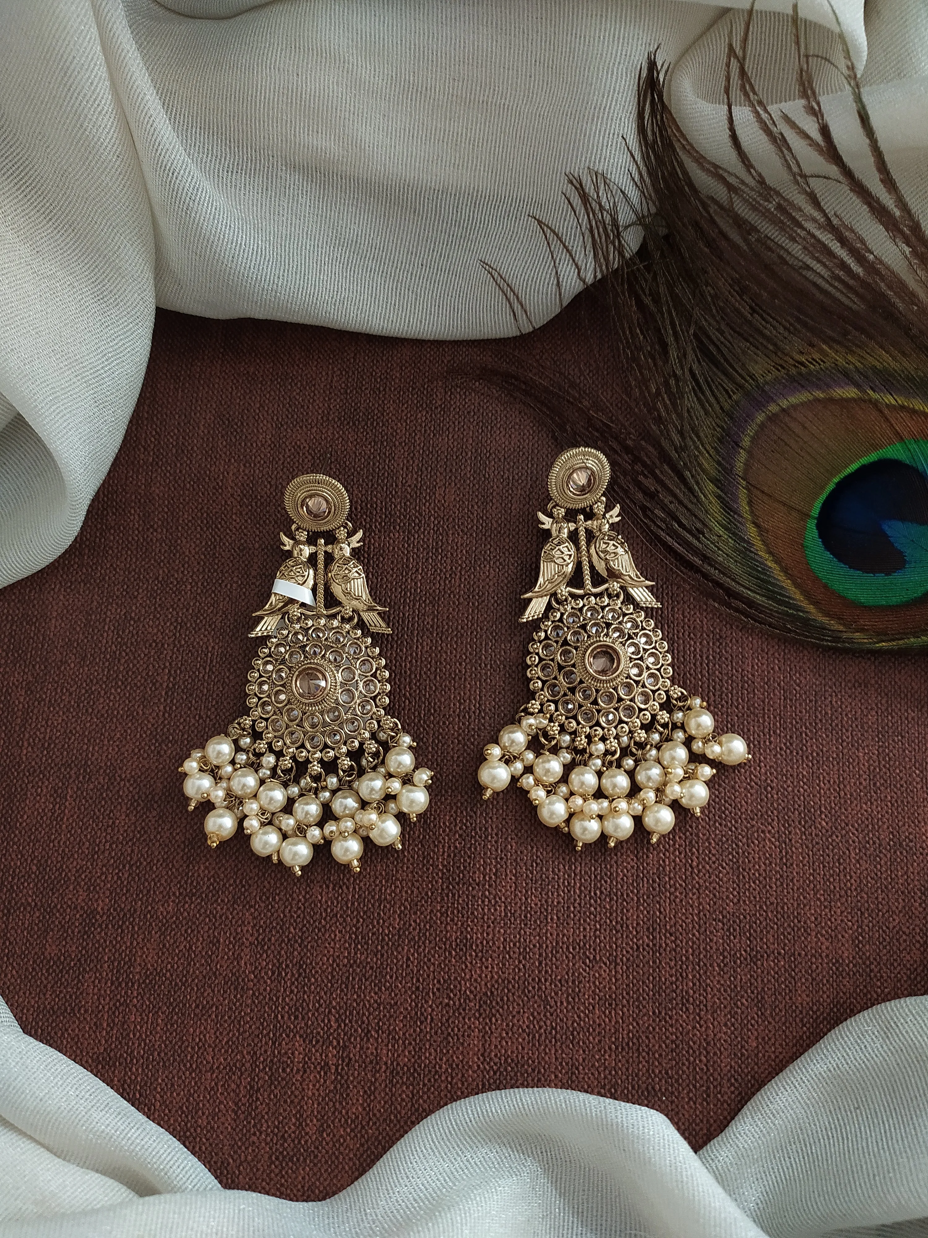 Sonal Fashion's Exquisite Mehandi Brilliance Uncut Polki Navratna Earrings