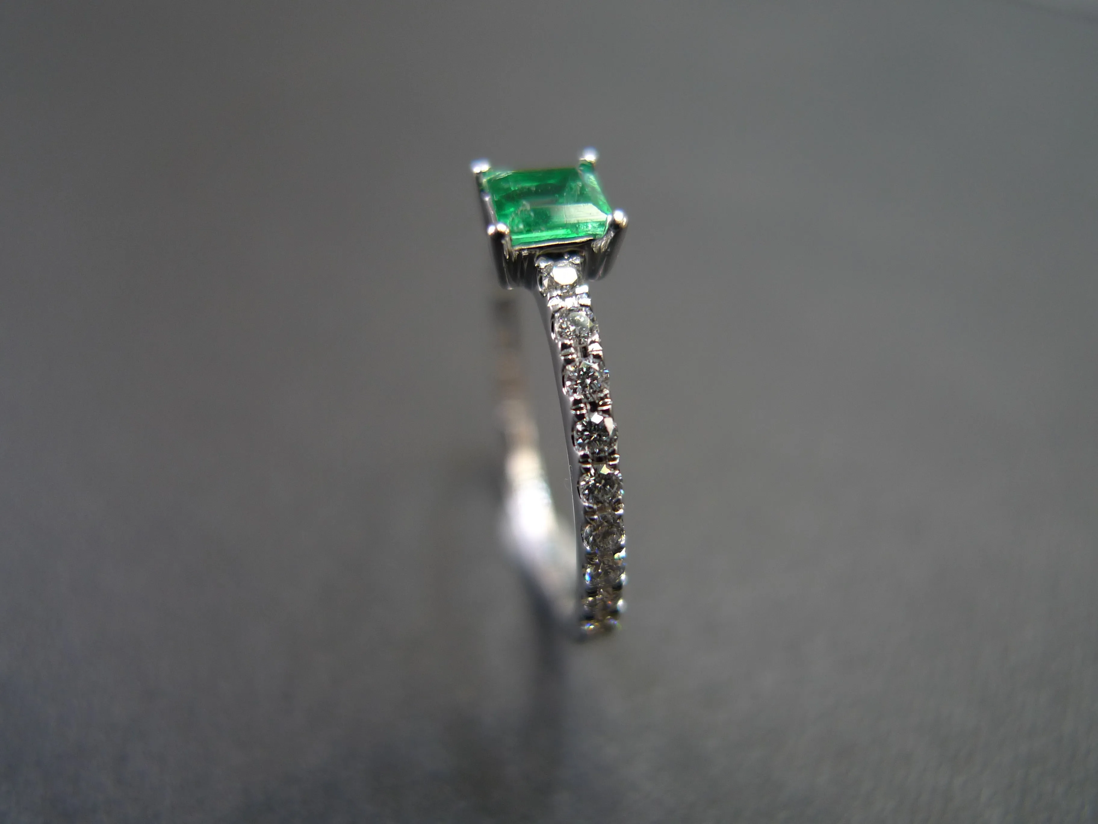 Square Cut Emerald and Diamond Ring