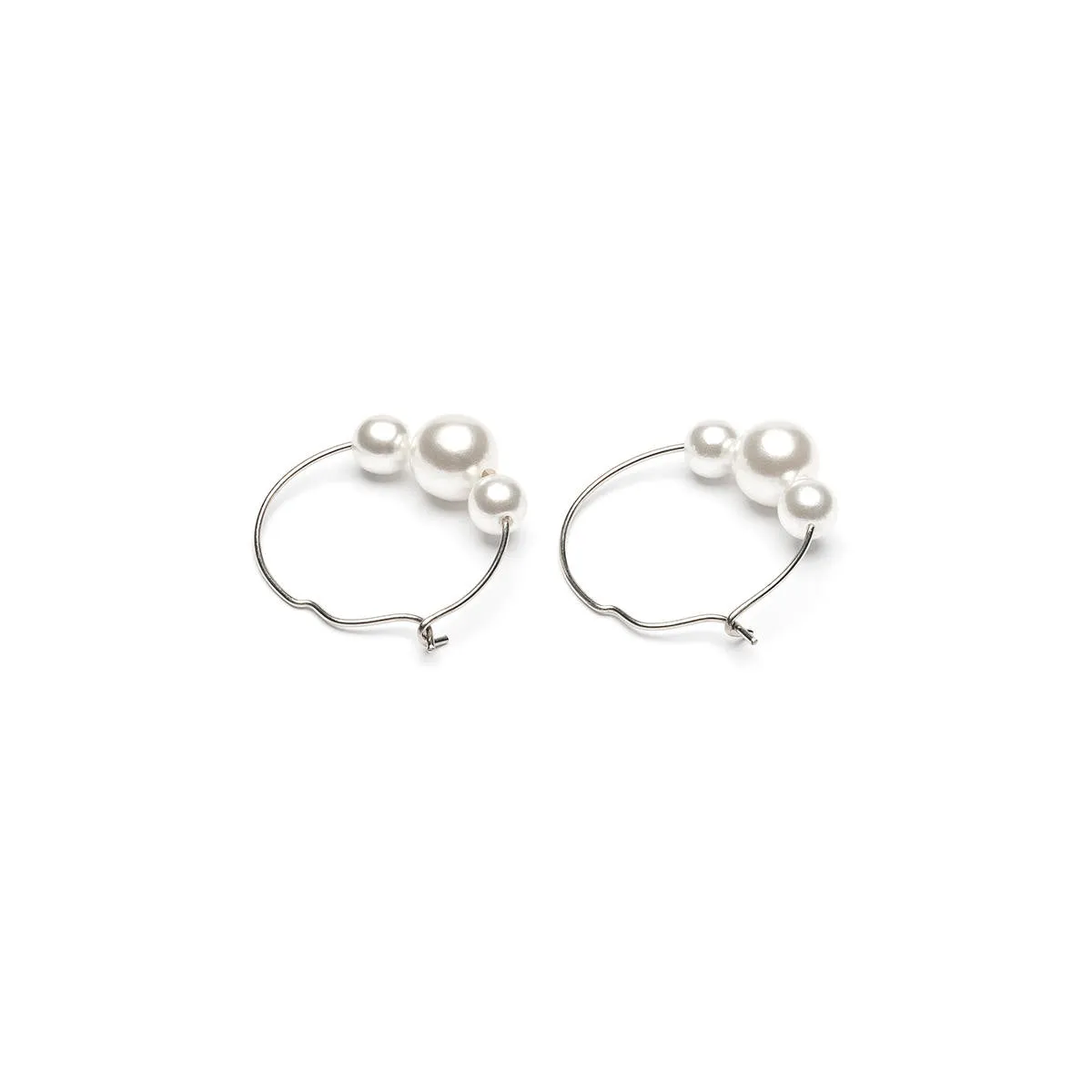 Stainless Steel 6mm Pearl Hoop Earrings