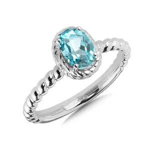 STERLING SILVER AQUAMARINE RING