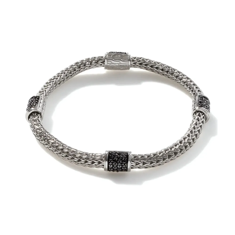 Sterling Silver Icon Black Sapphire Station Bracelet