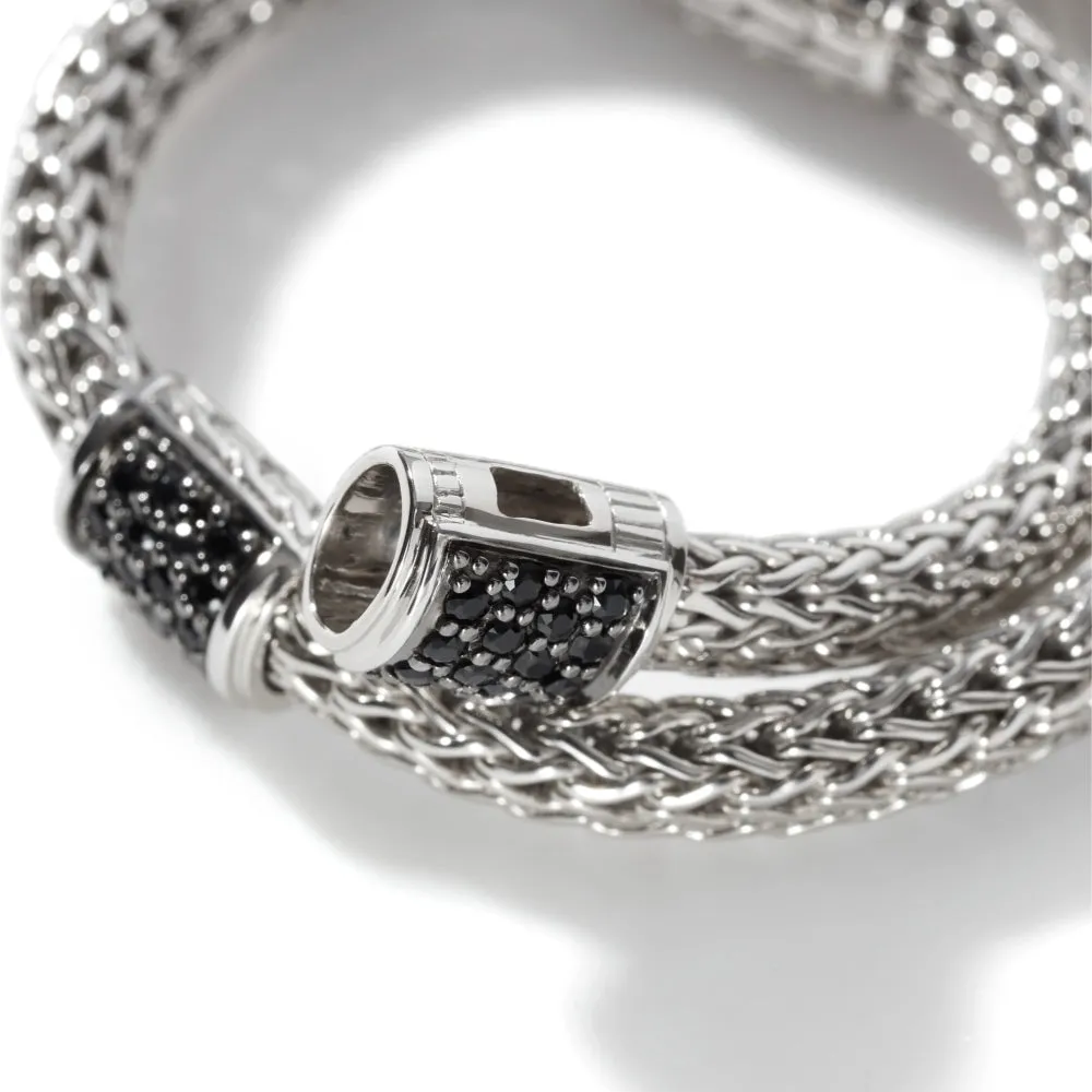 Sterling Silver Icon Black Sapphire Station Bracelet