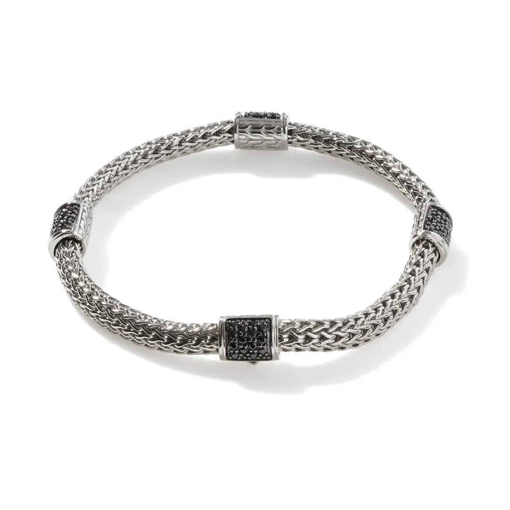 Sterling Silver Icon Black Sapphire Station Bracelet