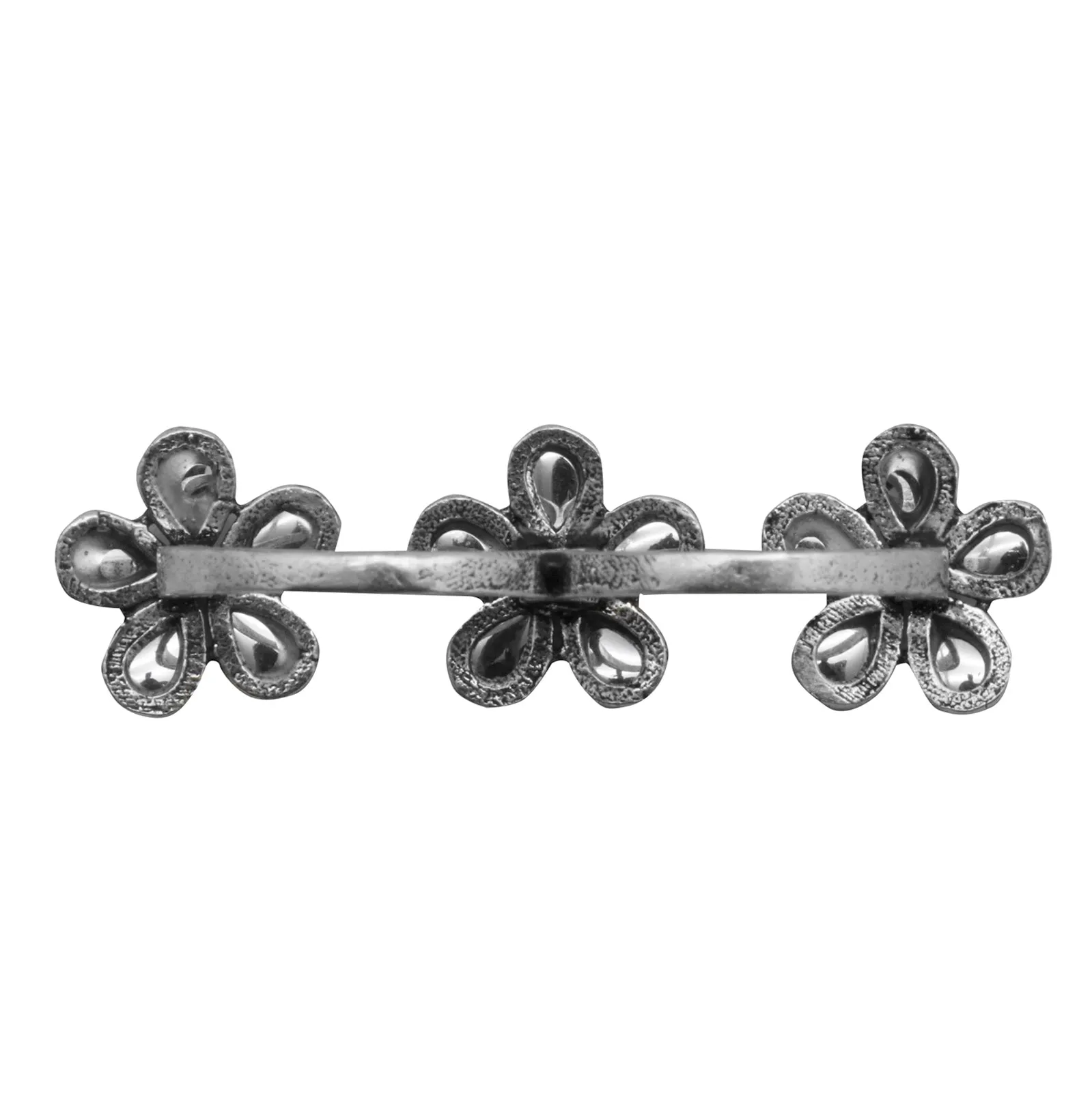 Teejh Bloom Polki Silver Oxidized Dual Ring