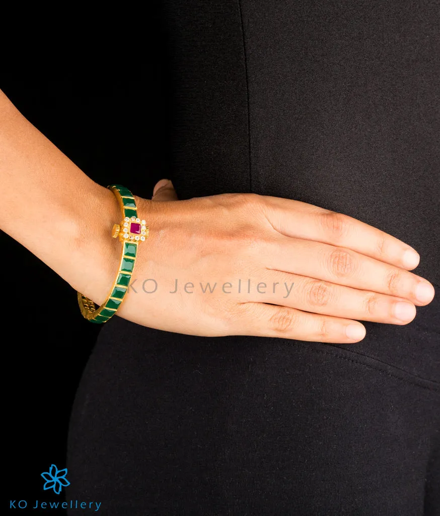 The Sampada Silver Kemp Bracelet(Green/Size 2.2/ 2.4/2.6/2.8)