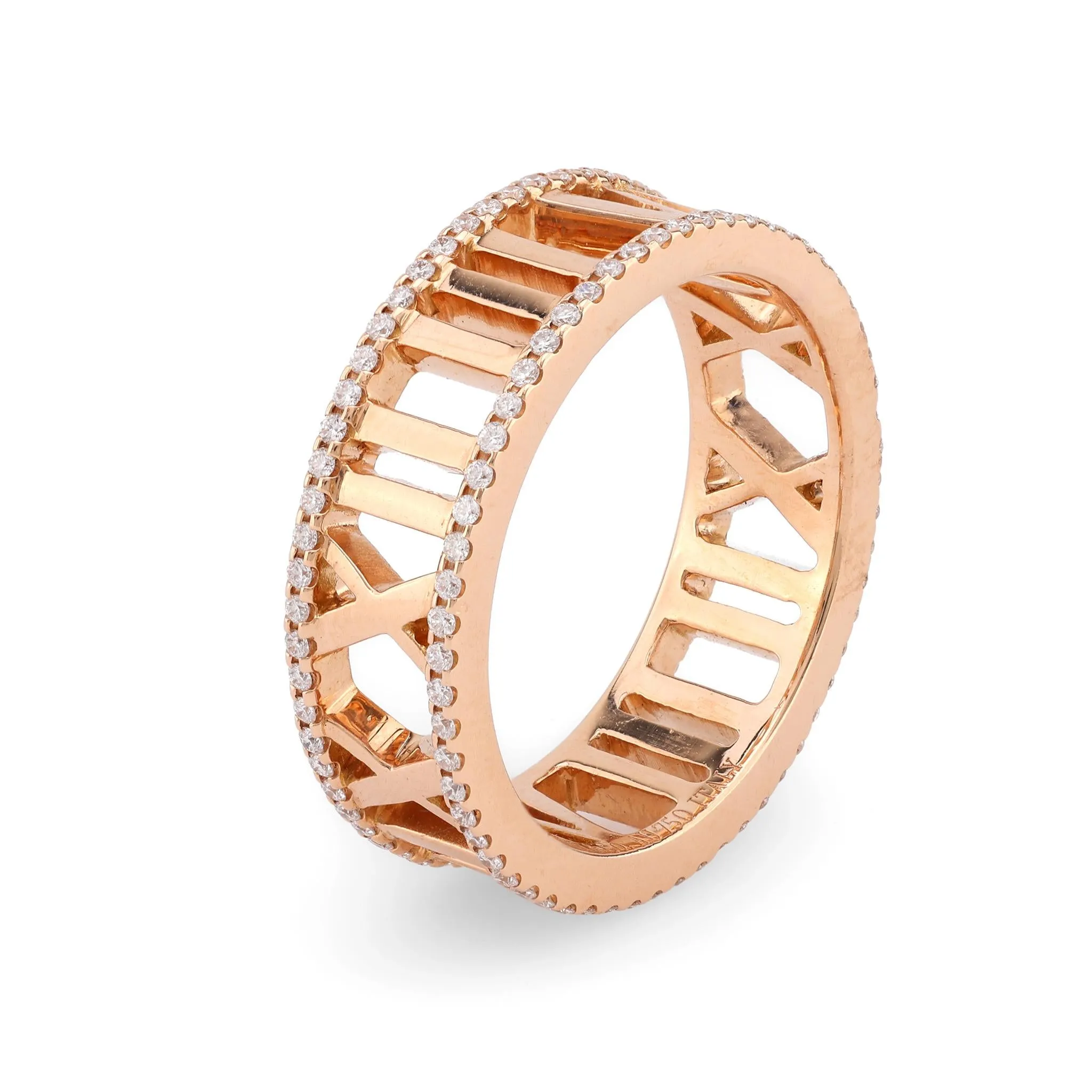 Tiffany & Co. Italy Diamond 18K Rose Gold Open Atlas Ring