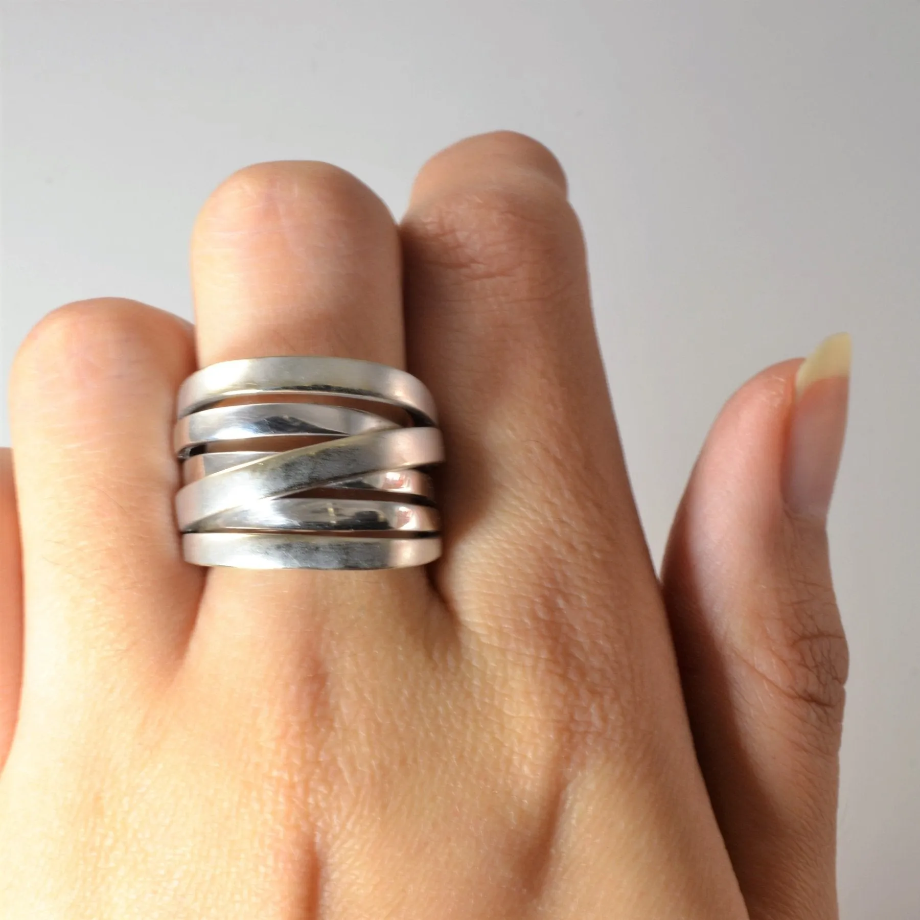 'UnoAerre' Textured Crossover Ring | SZ 7 |