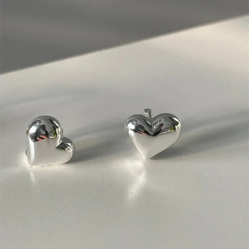 VAIGE 925 Sterling Silver Heart Stud Earrings with Zircon, Classic Geometric Design, Ideal Gift for Special Occasions