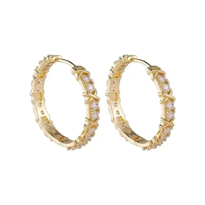 VAIGE Elegant Zircon & Metal Geometric Hoop Earrings - Classic Luxury Jewelry for Weddings and Parties