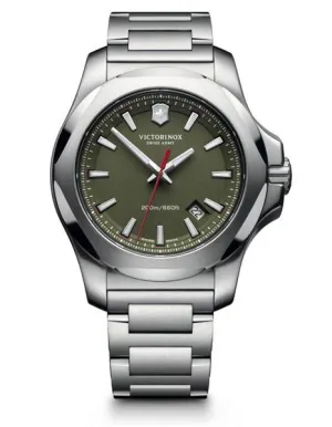 Victorinox Swiss Army Mens I.N.O.X. Watch - Link Bracelet - Green Dial - Date