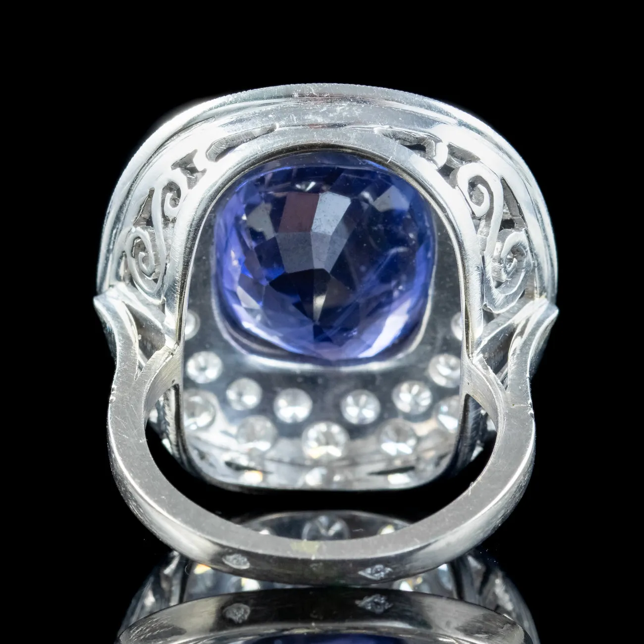 Vintage French Ceylon Sapphire Diamond Cocktail Ring 12.5ct Sapphire With Cert