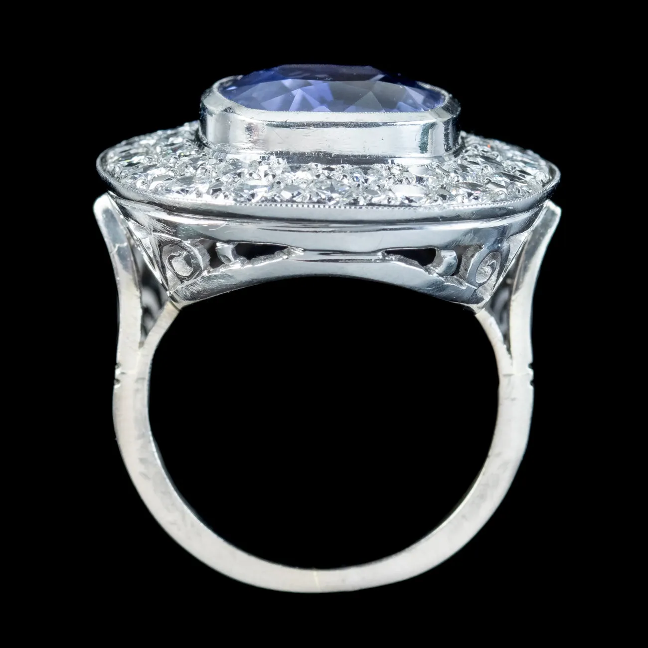 Vintage French Ceylon Sapphire Diamond Cocktail Ring 12.5ct Sapphire With Cert