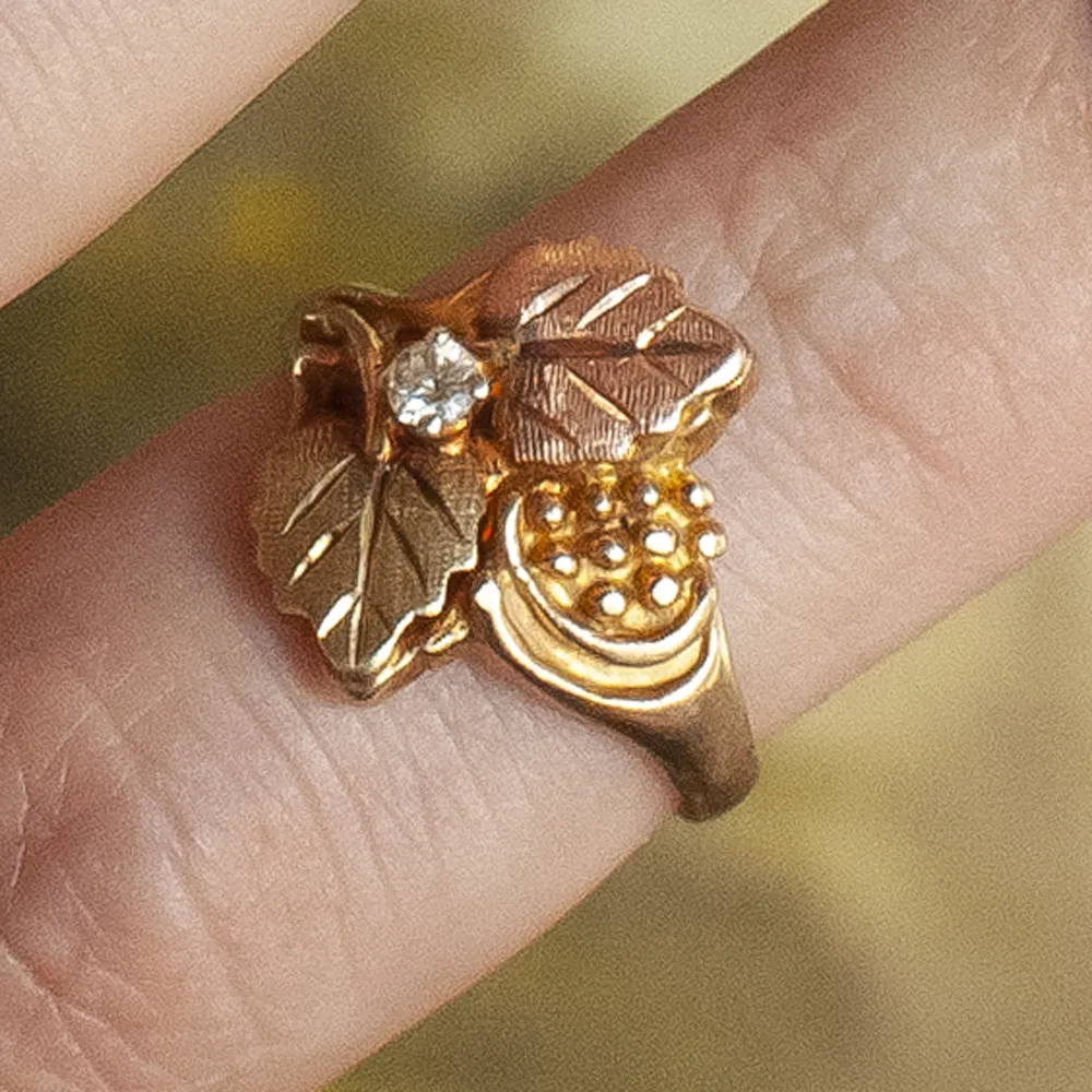 VINTAGE NATURAL G VS DIAMOND LEAVES COCKTAIL RING TRI-TONE GOLD BOTANICAL ESTATE