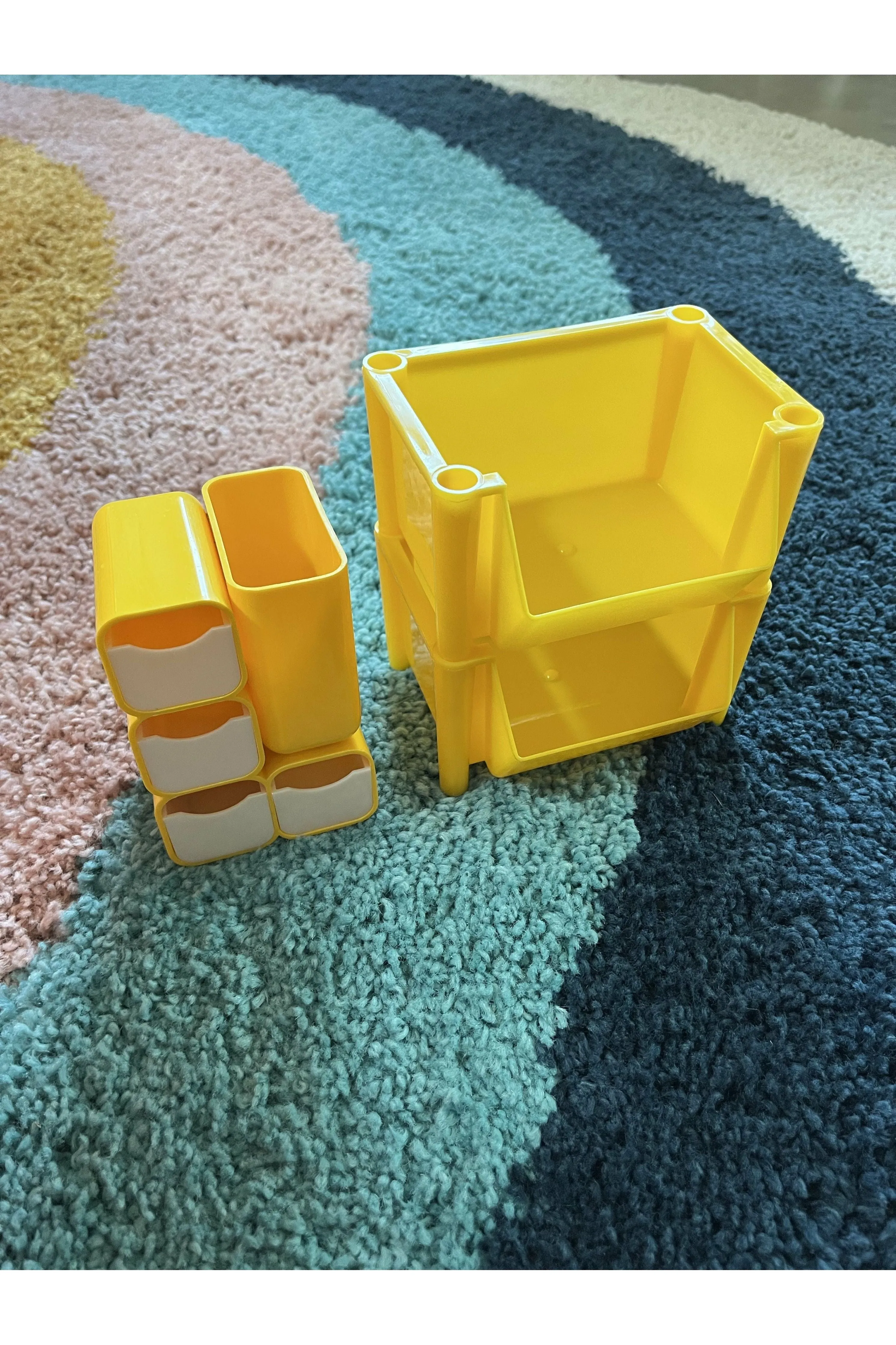 Vintage Space Age Yellow Desk Organizer Set