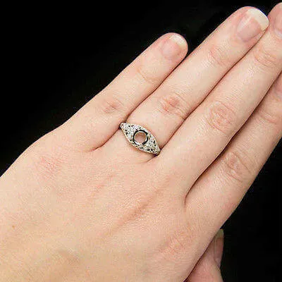 VINTAGE STYLE DIAMOND ENGAGEMENT RING SETTING ART NOUVEAU FILIGREE MOUNT ROUND