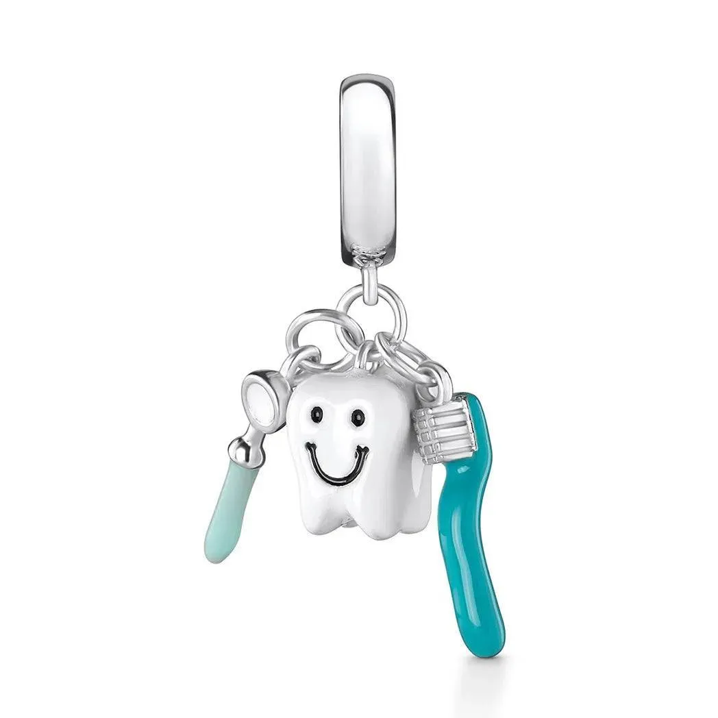 Whimsical Dental Charm Pendant: Sterling Silver Pandora Bracelet Jewelry