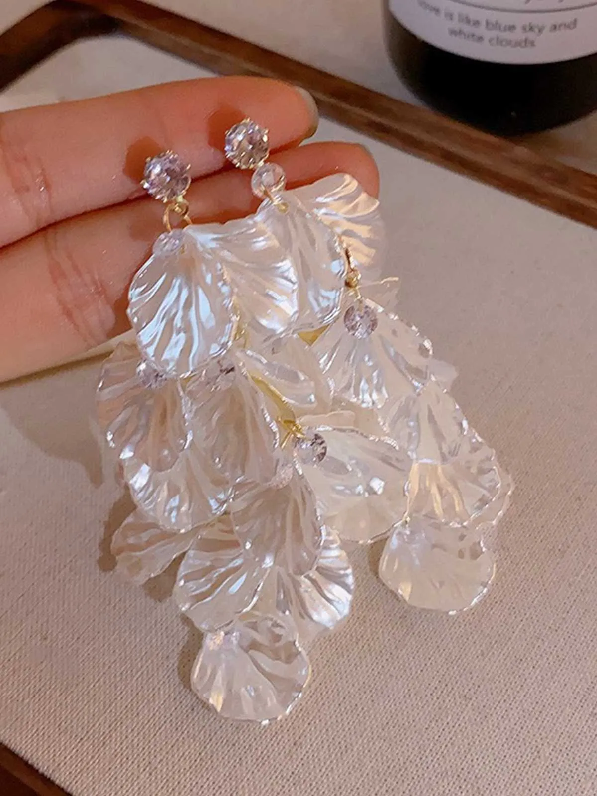 White Vintage Zircon Tassel Earrings