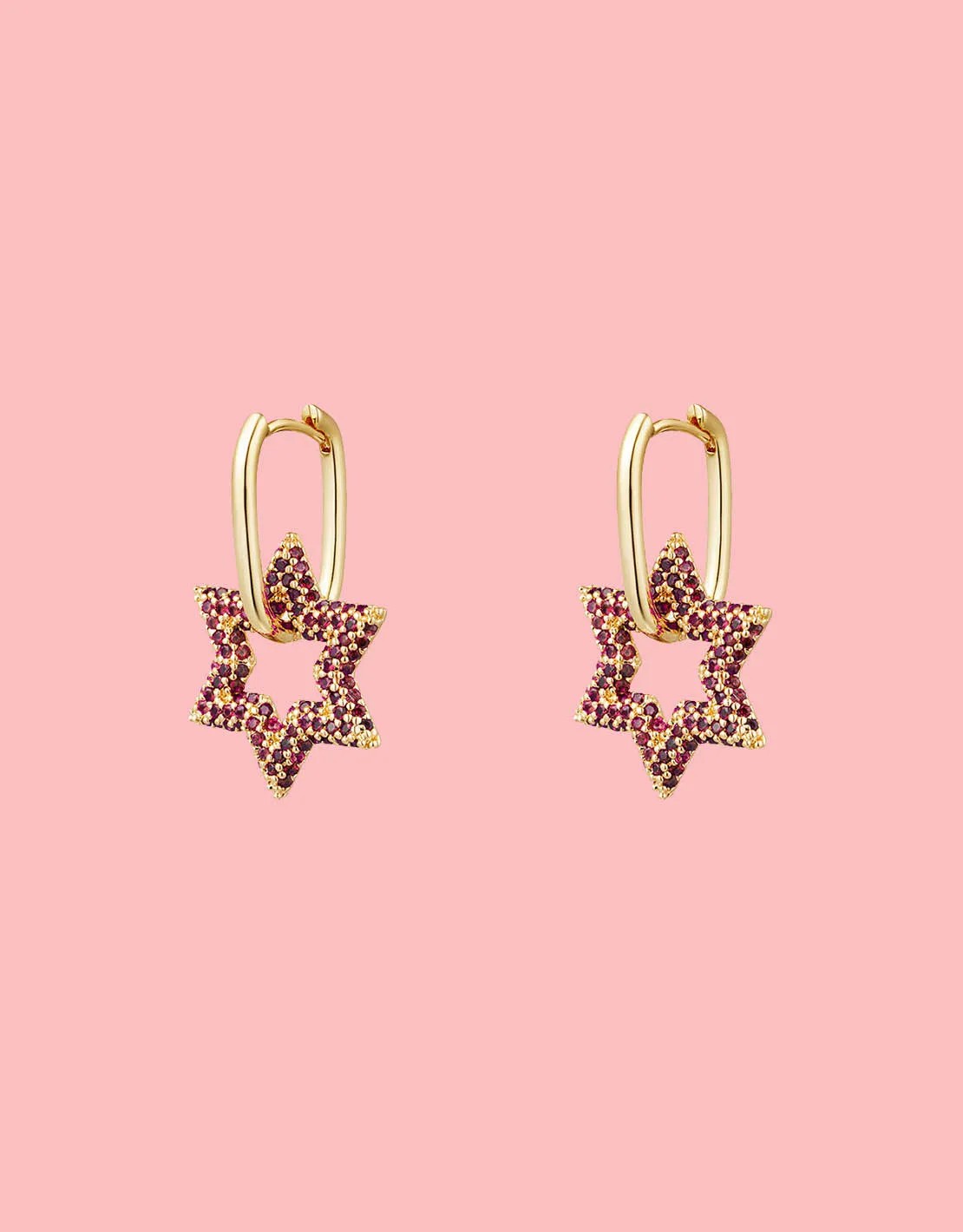 Zircon dangling star earrings